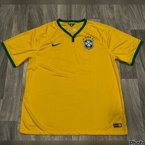 VINTAGE NIKE BRAZIL 2014 SOCCER FOOTBALL JERSEY #10